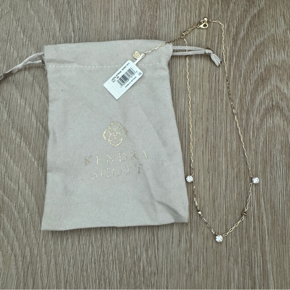 NWT Kendra Scott Jada Gold Strand Necklace in
White CZ - Picture 5 of 9